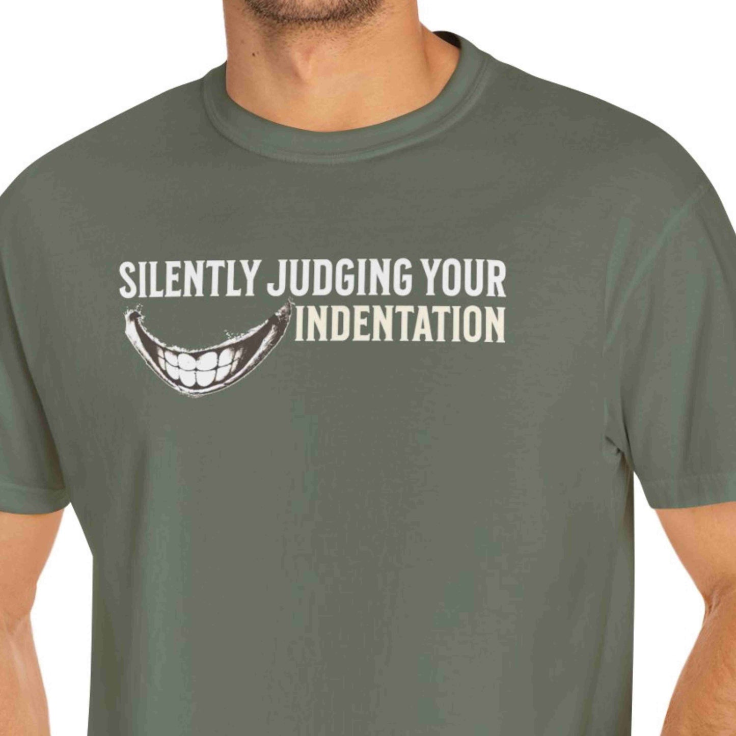 "Silently Judging Your Indentation" Funny T-shirt for Programmers Unisex