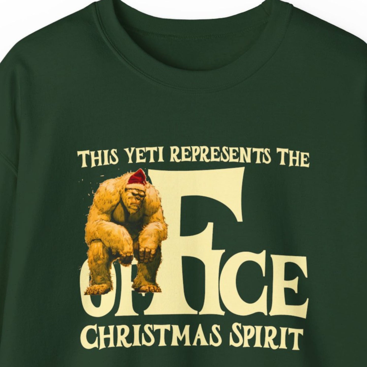"This Yeti Represents The Office Christmas Spirit" Funny Christmas Sweatshirt About Work