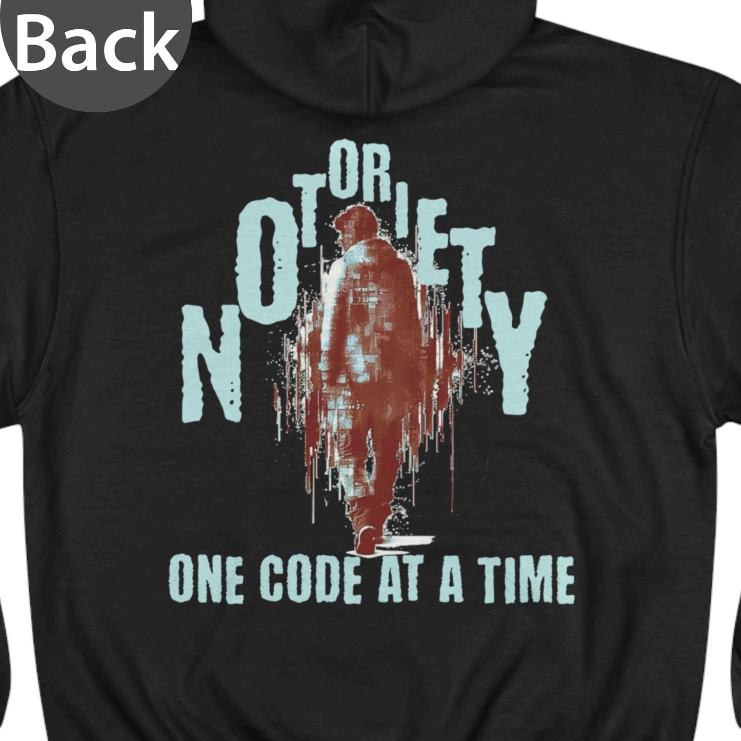 Champion Hoodie S700 "Notoriety One Code At A Time" Funny Hooded Sweatshirt For Coders Unisex