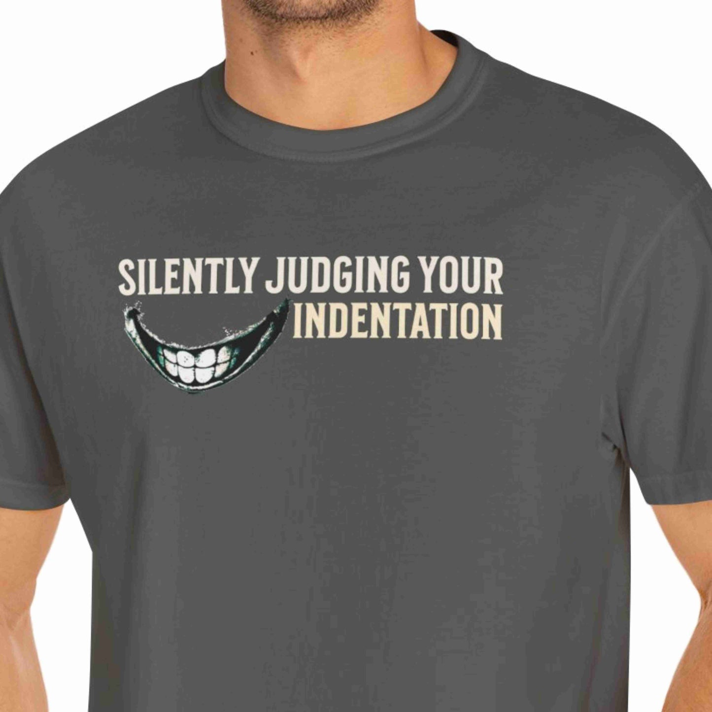 "Silently Judging Your Indentation" Funny T-shirt for Programmers Unisex
