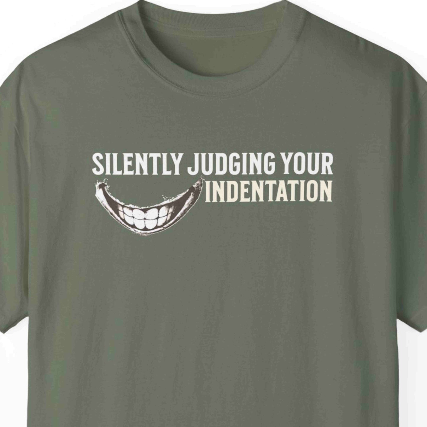 "Silently Judging Your Indentation" Funny T-shirt for Programmers Unisex