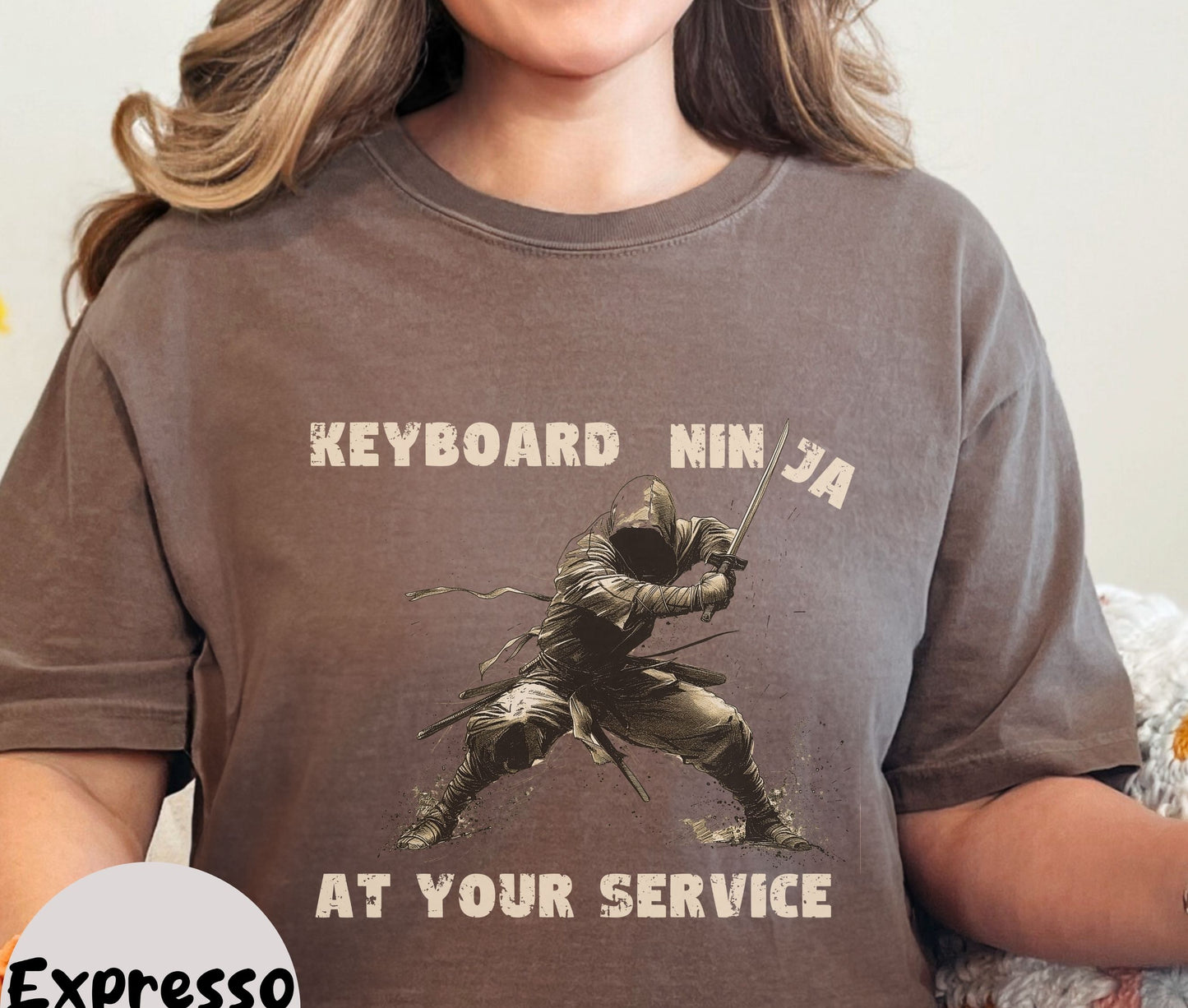 "Keyboard Ninja At Your Service" Funny T-shirt for Work Men And Women