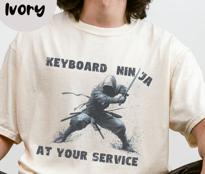 "Keyboard Ninja At Your Service" Funny T-shirt for Work Men And Women