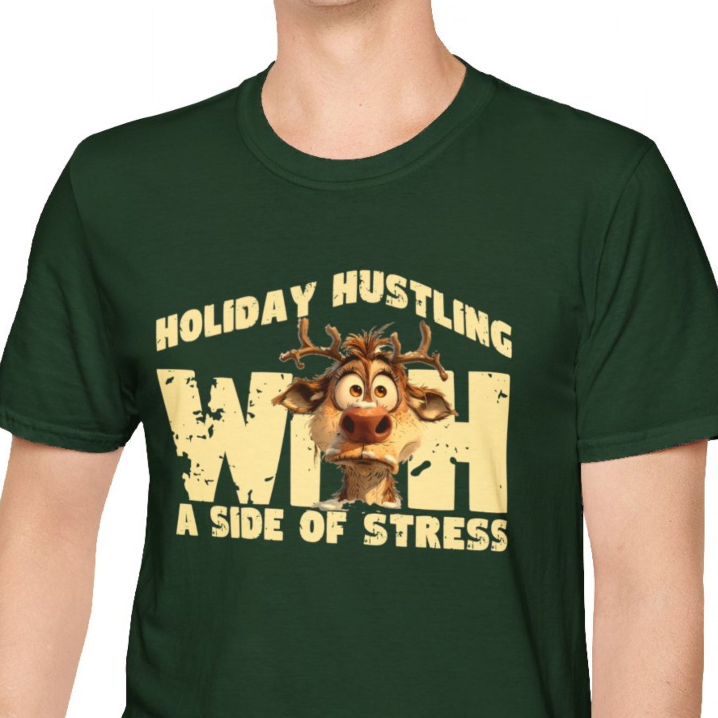 "Holiday Hustling With A Side Of Stress" Funny Christmas T-shirt Men And Women