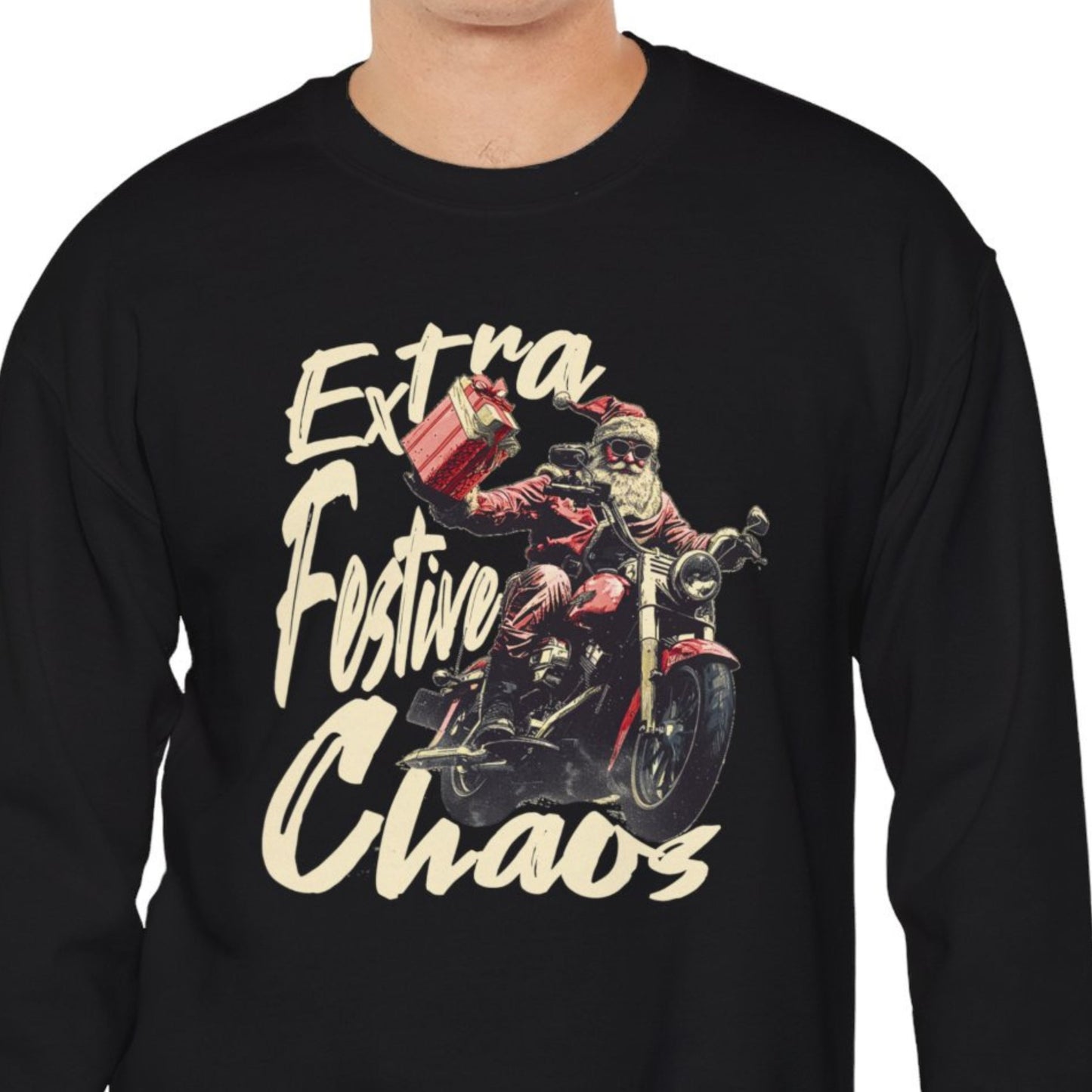 "Extra Festive Chaos" Funny Christmas Sweatshirt About Work