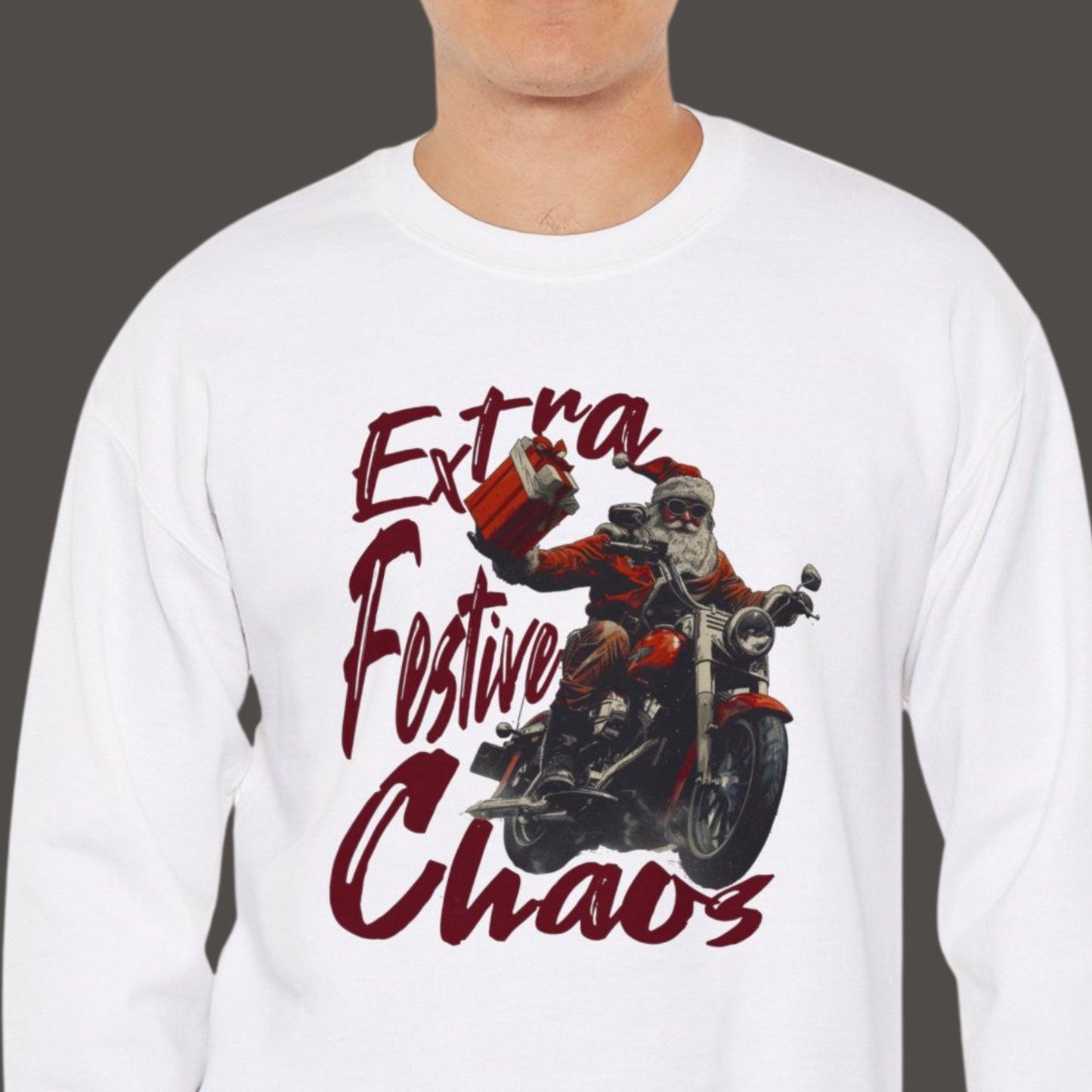 "Extra Festive Chaos" Funny Christmas Sweatshirt About Work