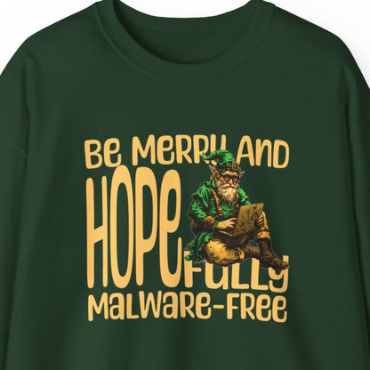 Funny Christmas Sweatshirt For IT Professionals Forest Green Front