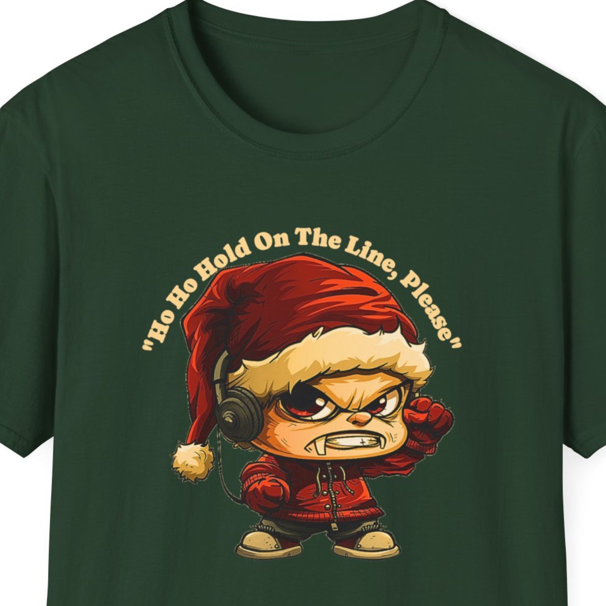 Funny Christmas T-shirt Men And Women Forest Green Front