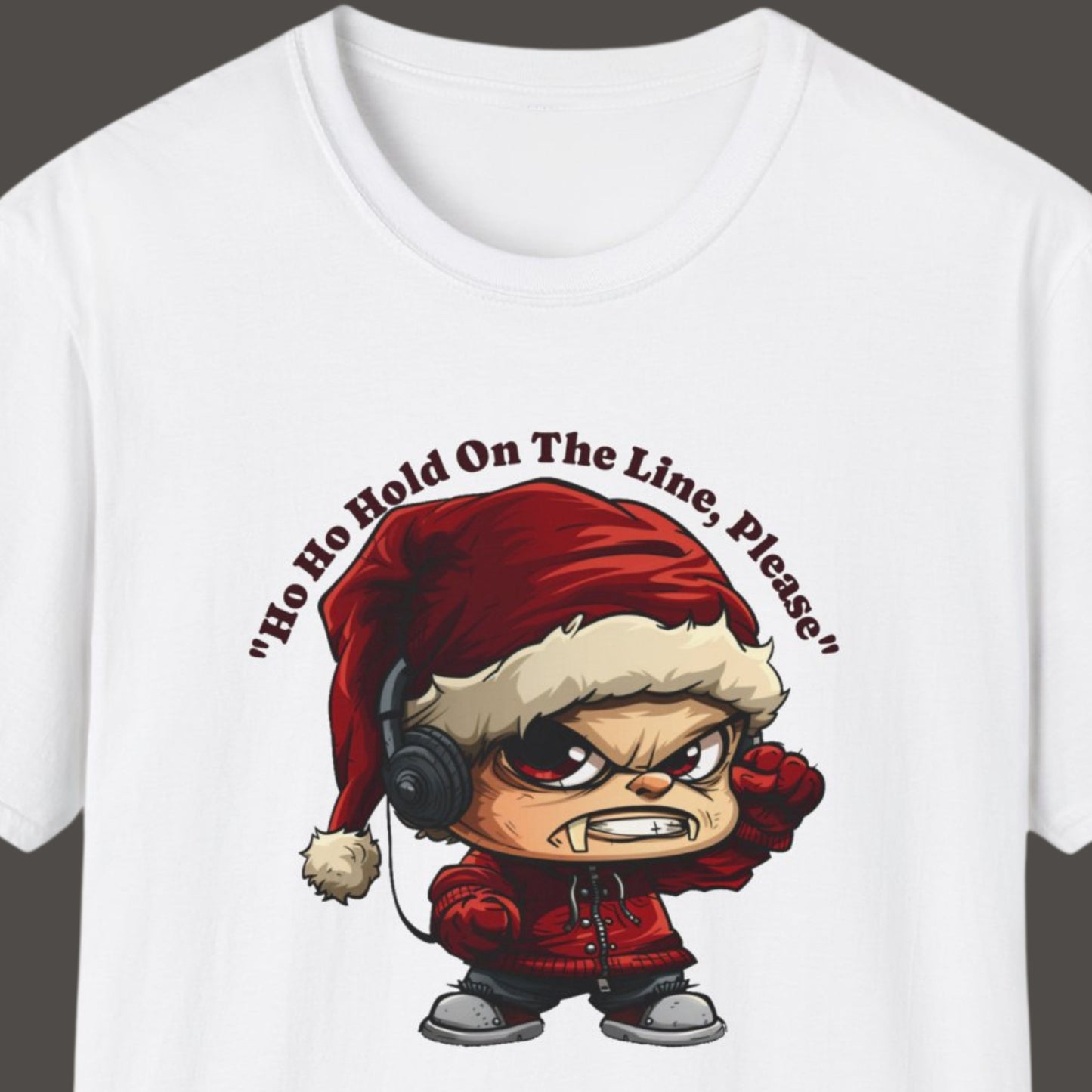 "Ho Ho Ho Hold On The Line, Please" Funny Christmas T-shirt Men And Women