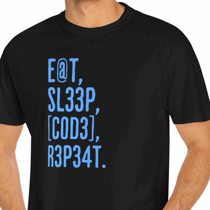 "Eat, Sleep, Code, Repeat" Funny T-shirt For Programmers Unisex