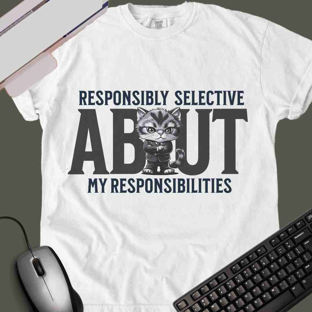 "Responsibly Selective About My Responsibilities" Funny T-shirt for Work Men And Women