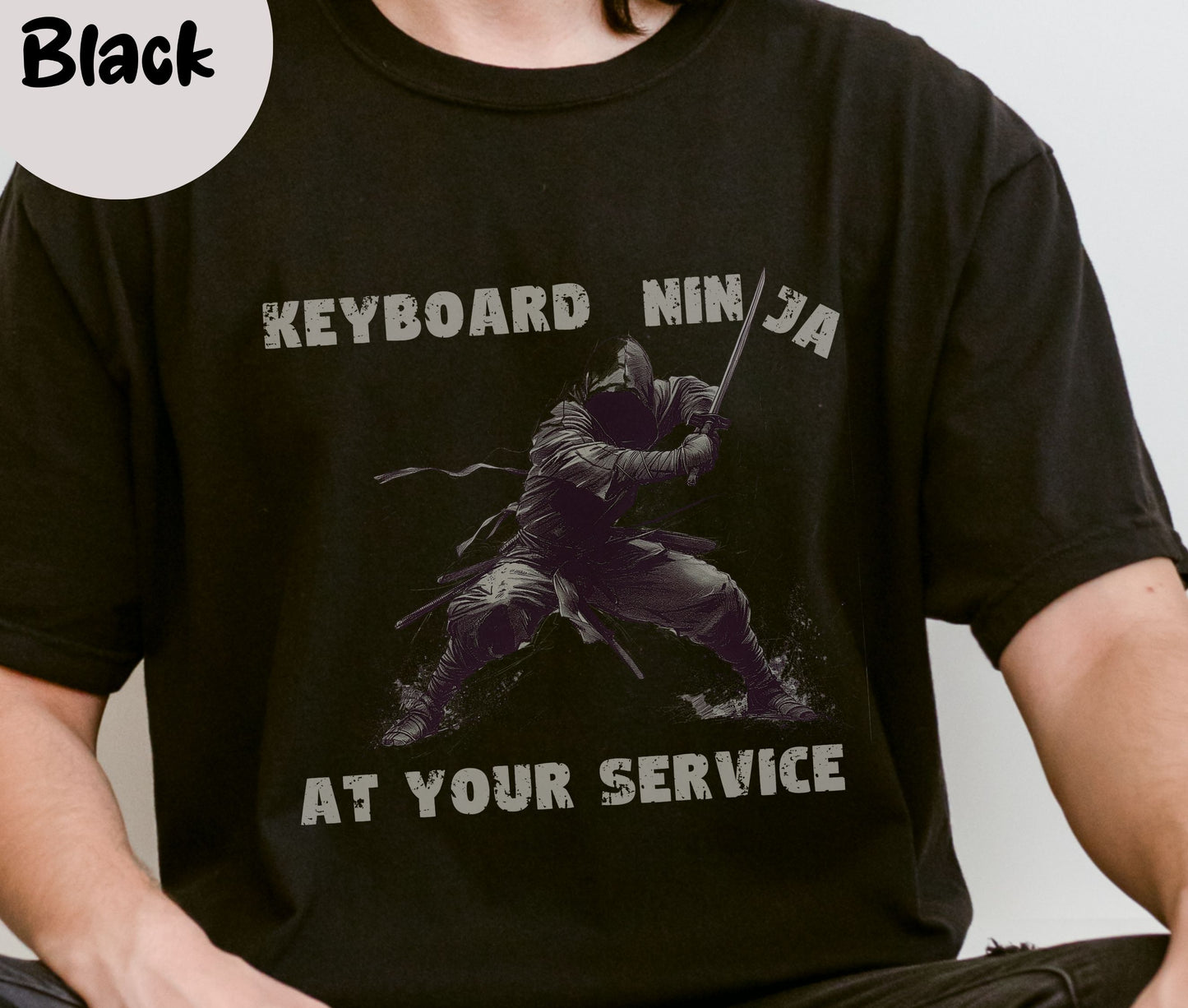 "Keyboard Ninja At Your Service" Funny T-shirt for Work Men And Women